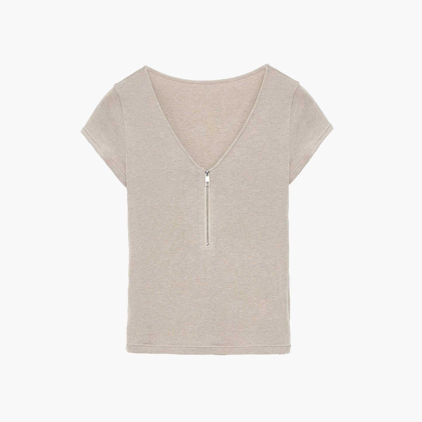 V - neck Zipper T-shirt - Rosette & Co