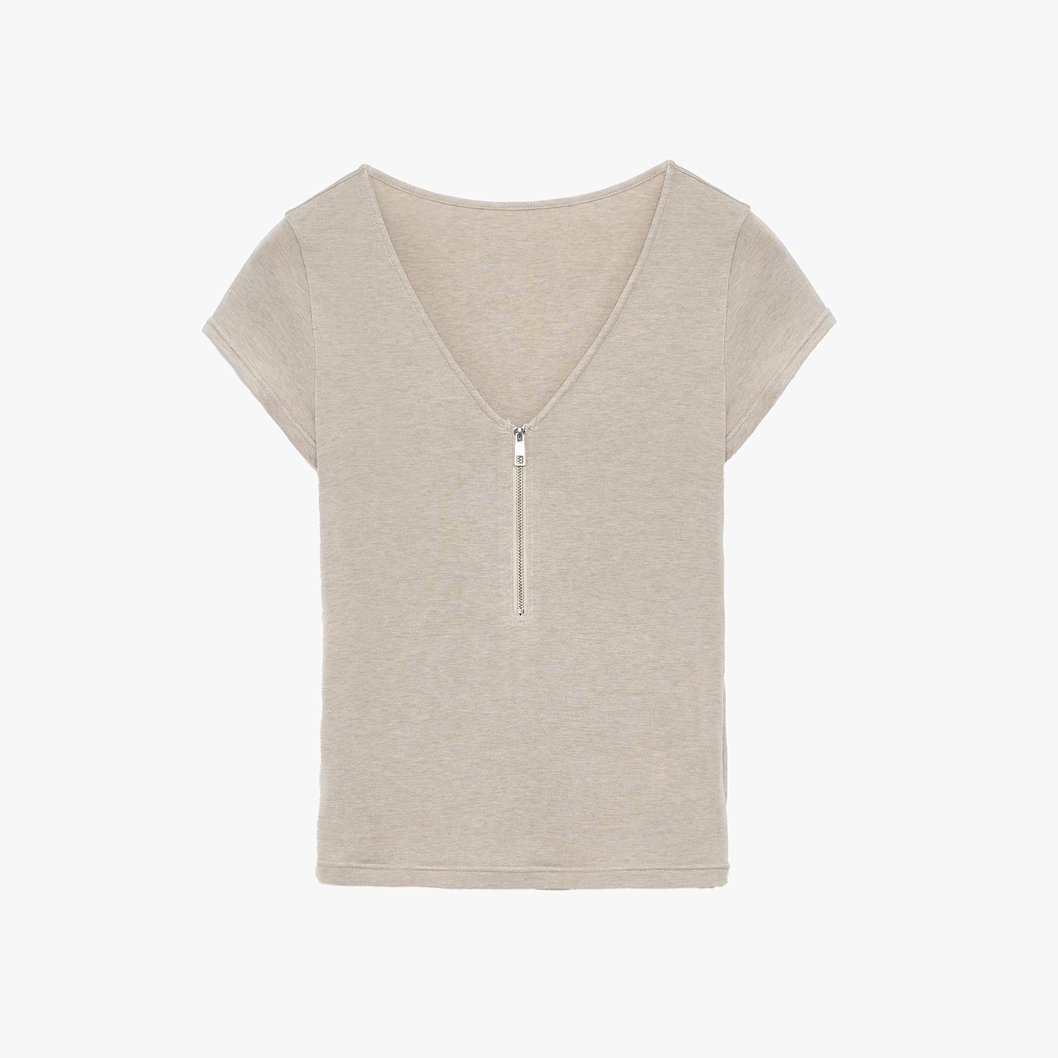 V - neck Zipper T-shirt - Rosette & Co