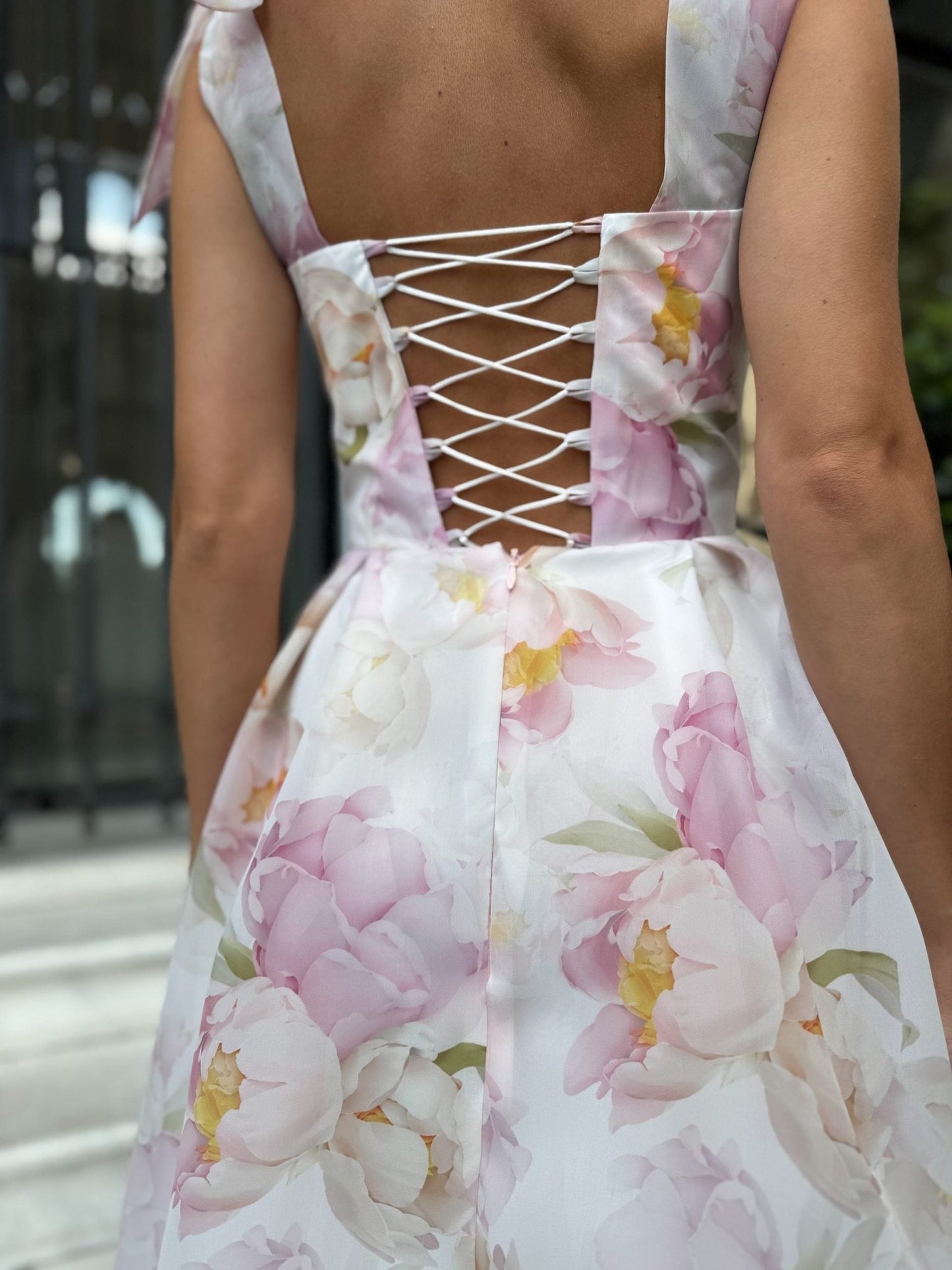 White Floral Corset Midi Dress - Rosette & Co