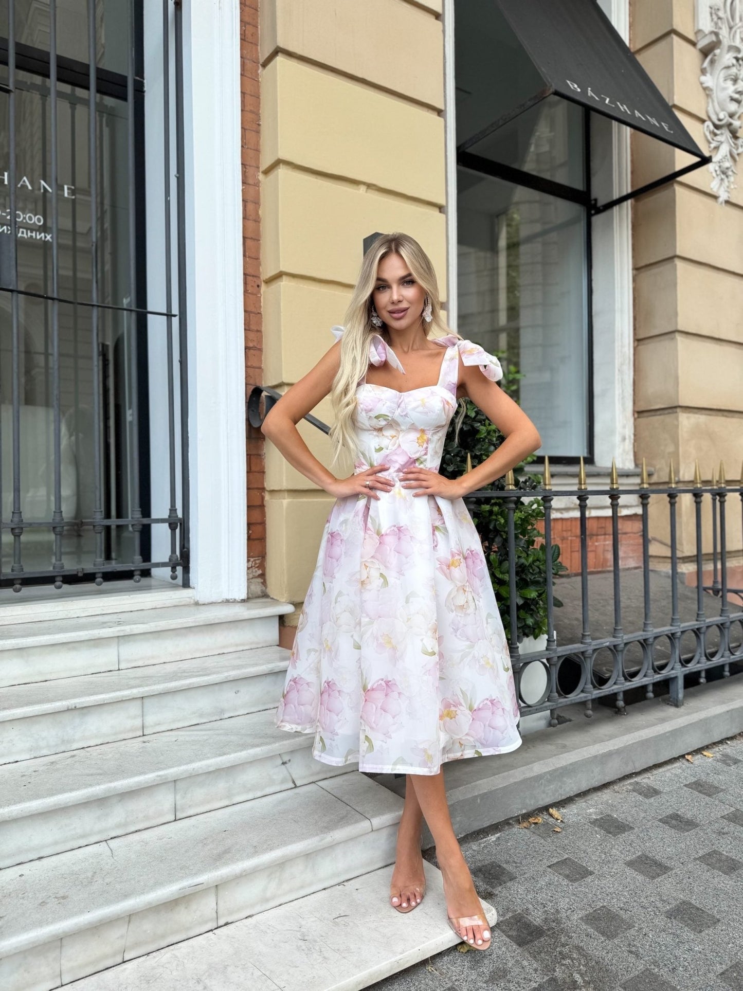 White Floral Corset Midi Dress - Rosette & Co
