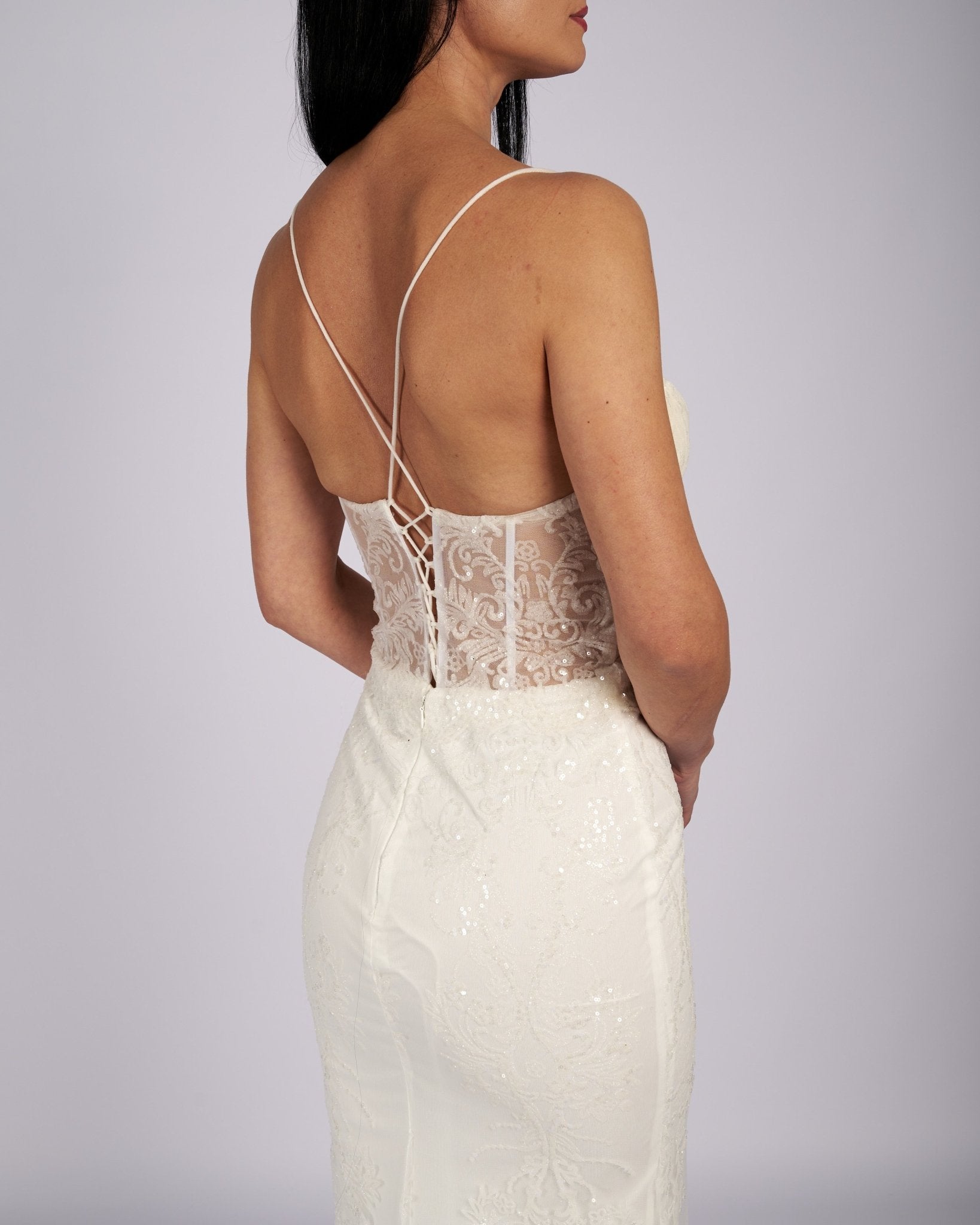 White Spaghetti Formal Dress - Rosette & Co