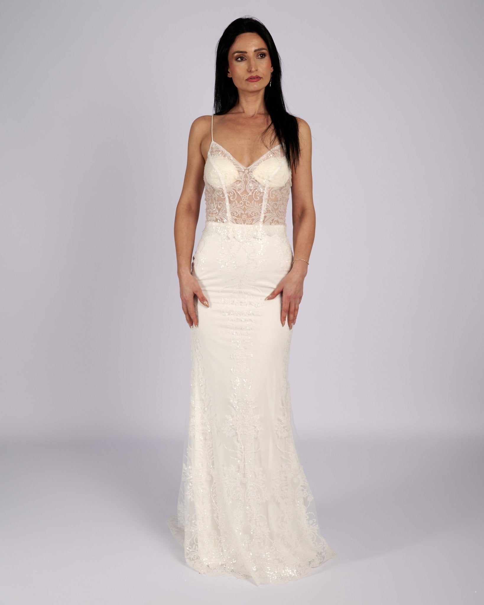 White Spaghetti Formal Dress - Rosette & Co