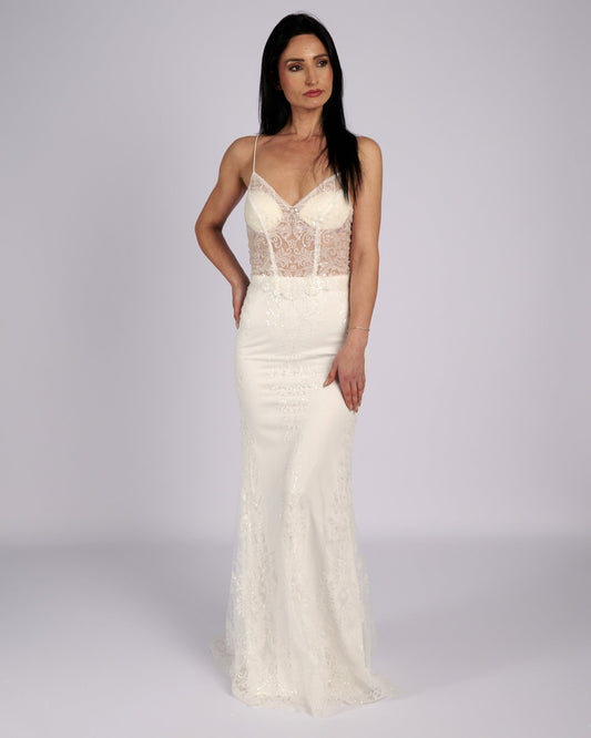 White Spaghetti Formal Dress - Rosette & Co