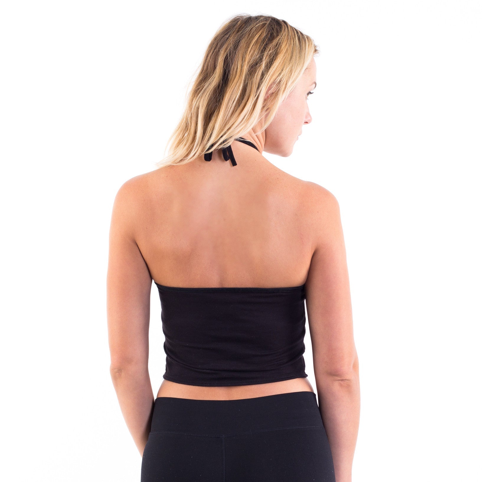 Women's Cropped Neck - Tie Halter Top - Rosette & Co