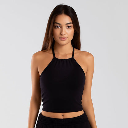 Women's Cropped Neck - Tie Halter Top - Rosette & Co